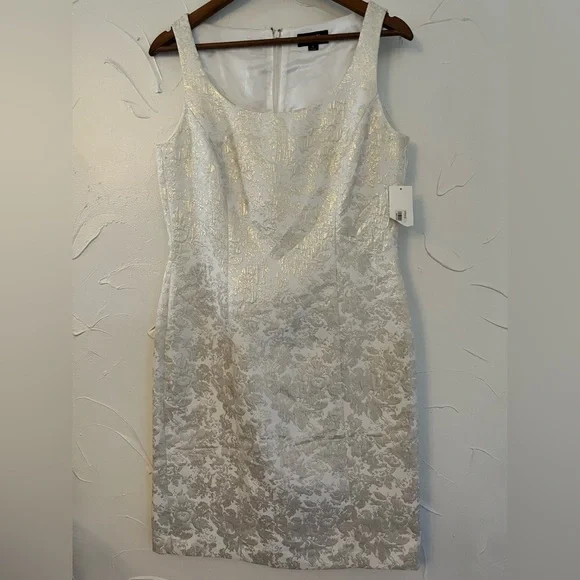 NWT TAHARI Arthur S Levine Champagne & Gold Formal Dress SZ 8 - Picture 1 of 13